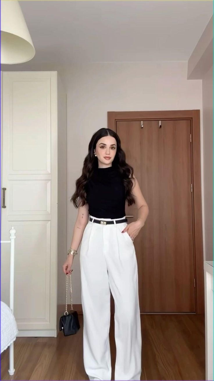 Pantalon Tailleur Large Blanc