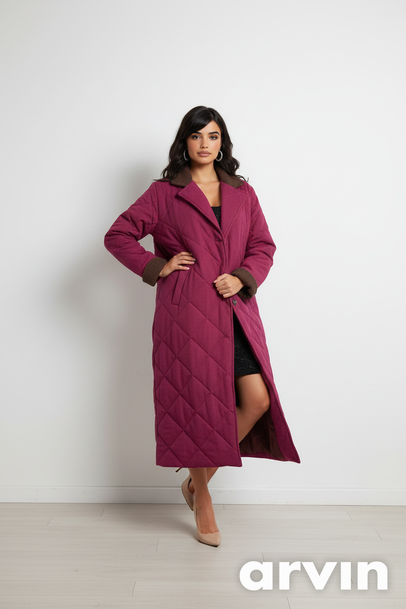 🧥 Manteau Long Matelassé Femme – Élégance & Chaleur