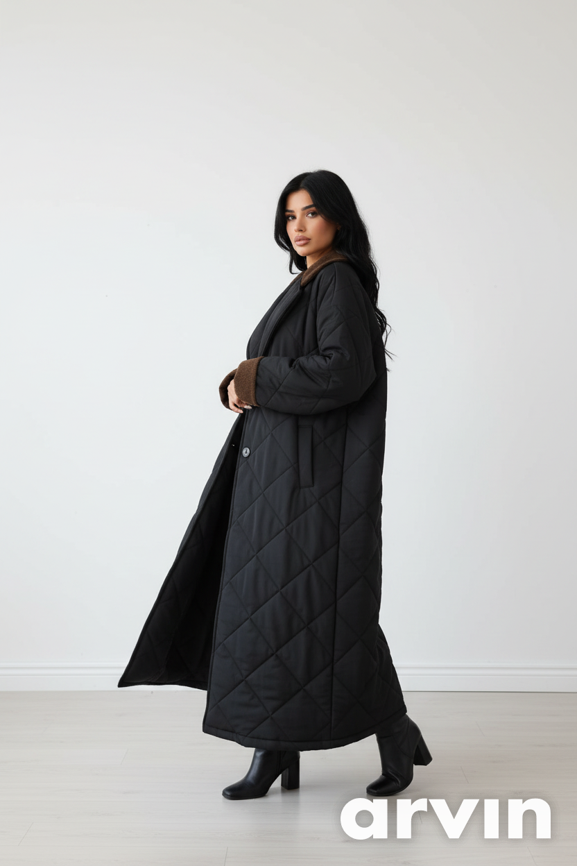 🧥 Manteau Long Matelassé Femme – Élégance & Chaleur
