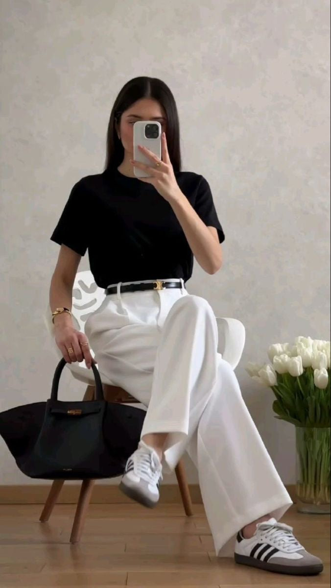 Pantalon Tailleur Large Blanc