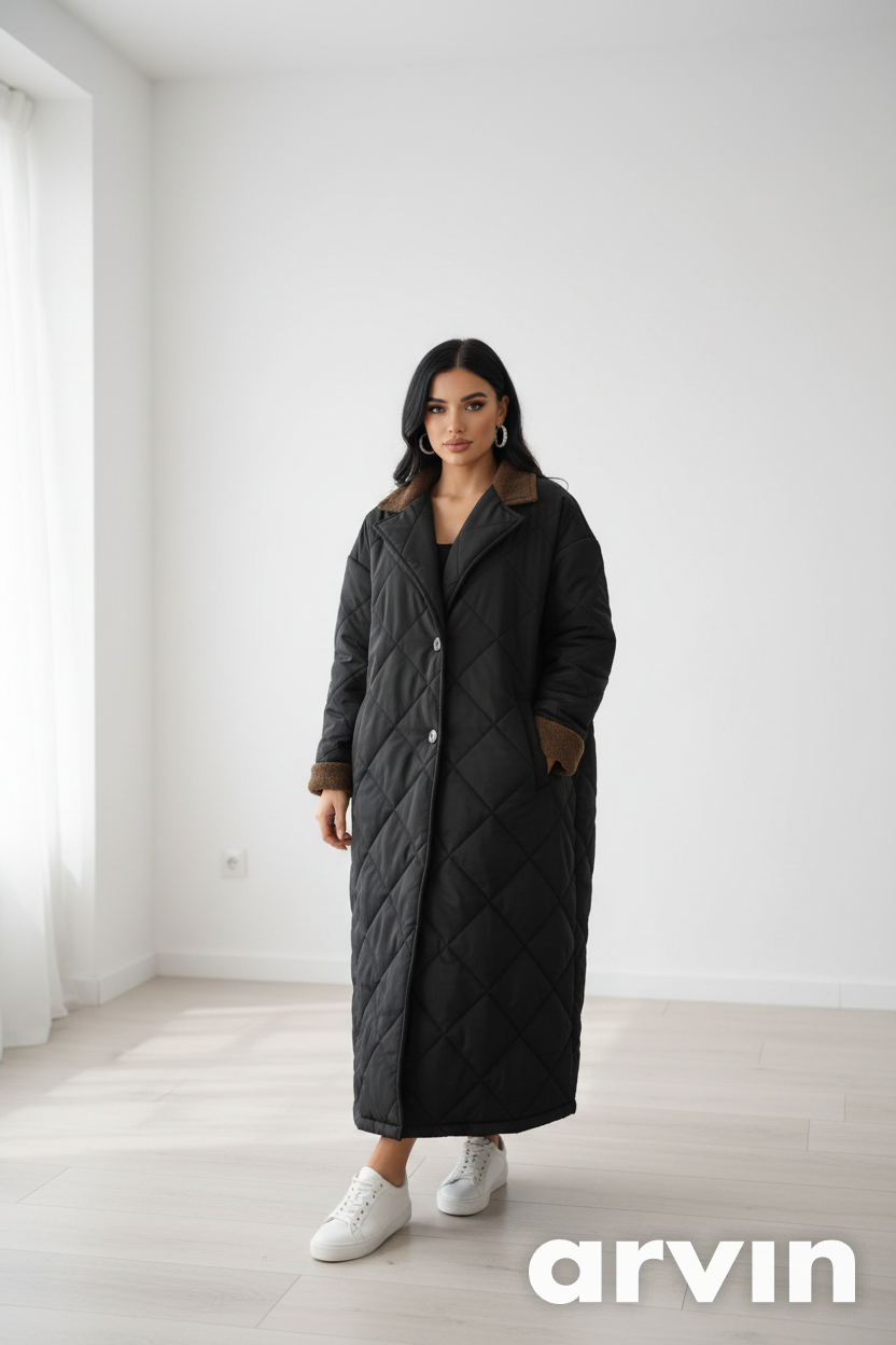 🧥 Manteau Long Matelassé Femme – Élégance & Chaleur