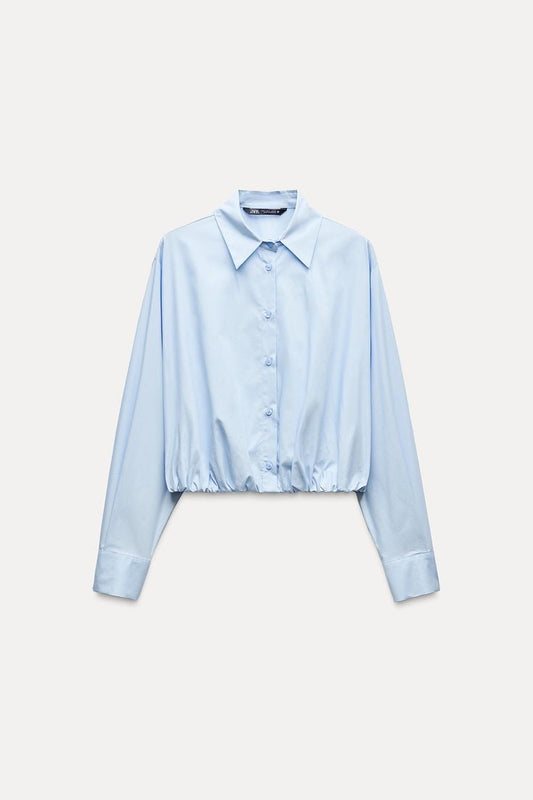 CHEMISE EN POPELINE À BAS ÉLASTIQUE