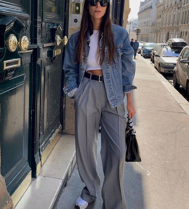 PANTALON TAILLEUR EN LAINE GRIS